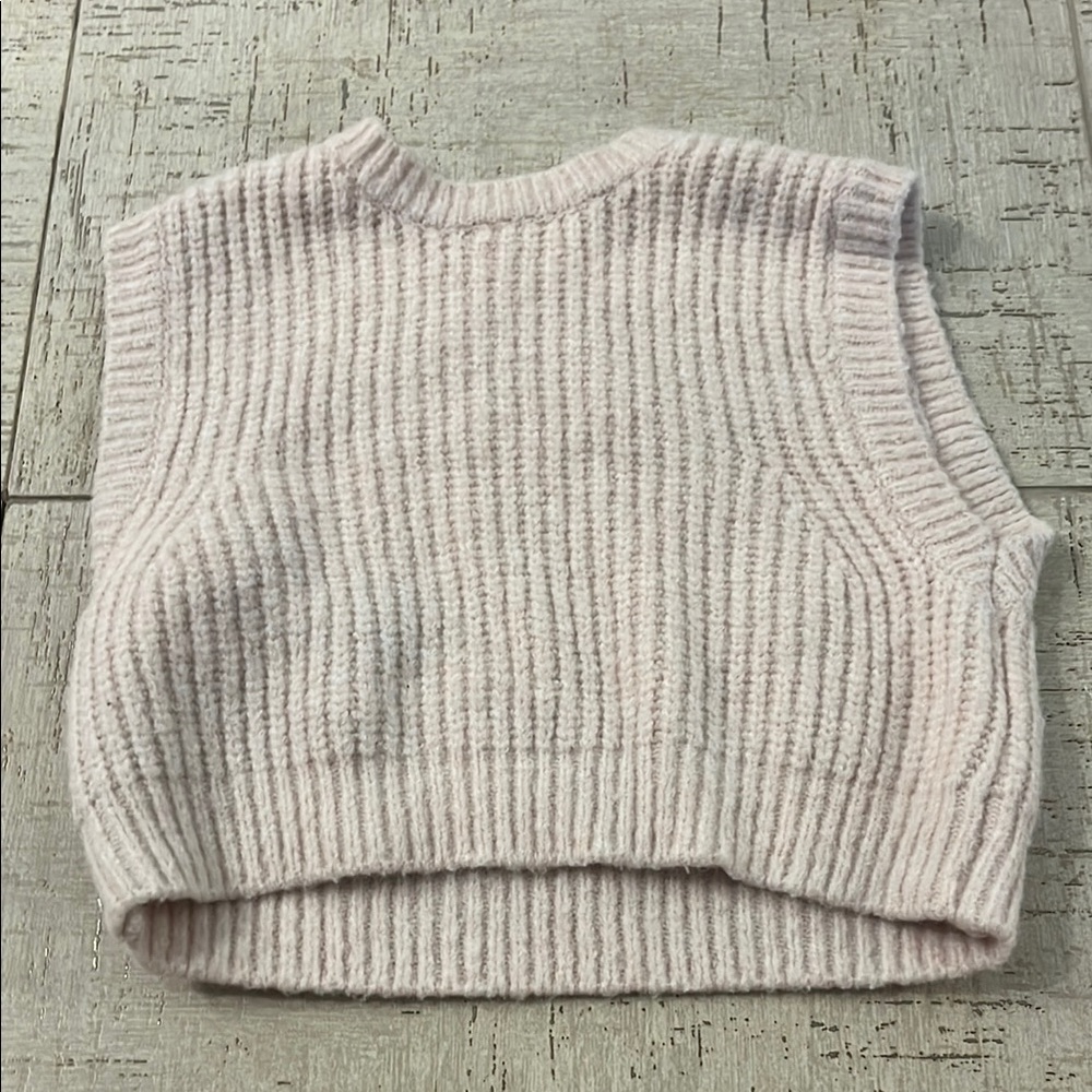 Zara Pink Ribbed Knit Sweater Vest